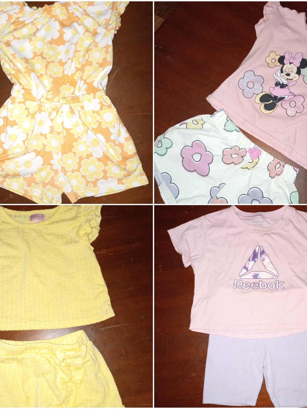 Reebok Pink and Yellow Girls' Pajama Set Bundle - Floral & Character Prints